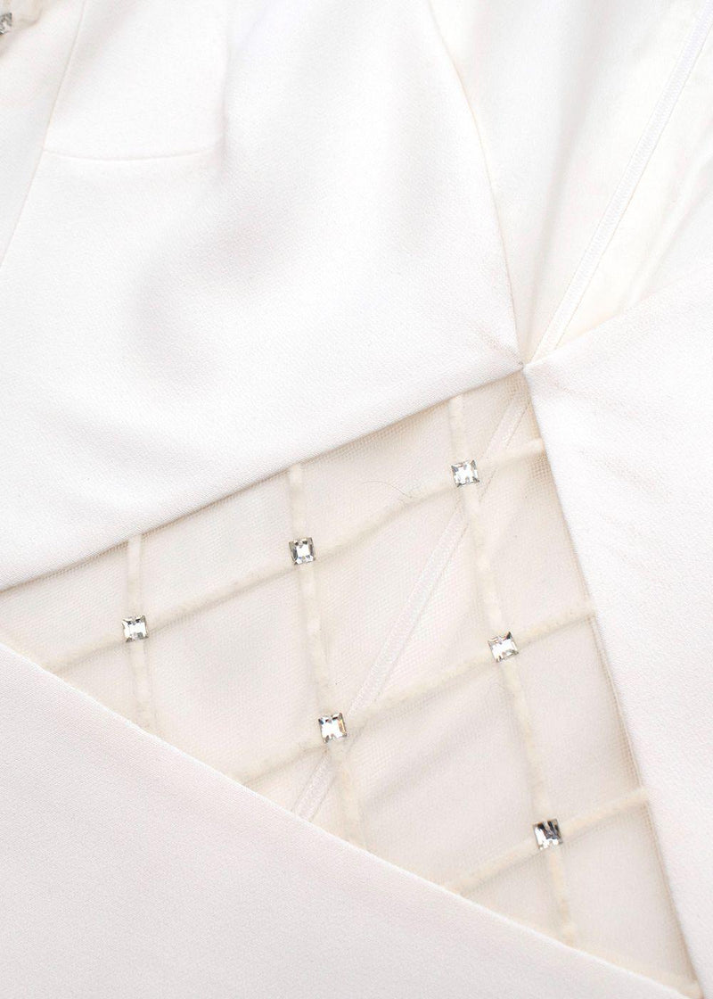 Ivory Mesh Panelled Mini Dress