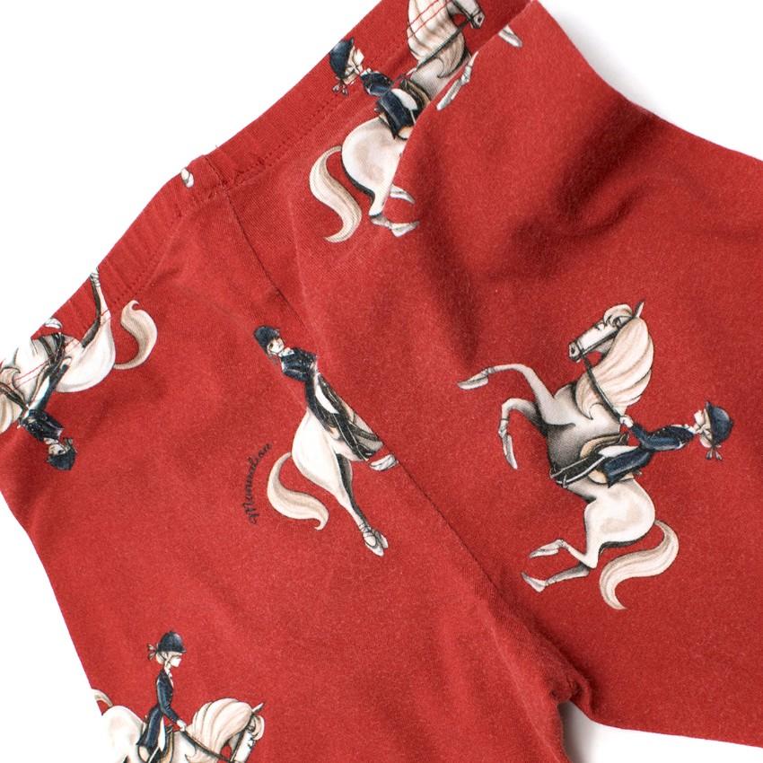 Monnalisa Girls 6Y Red Horse Riding Print Leggings