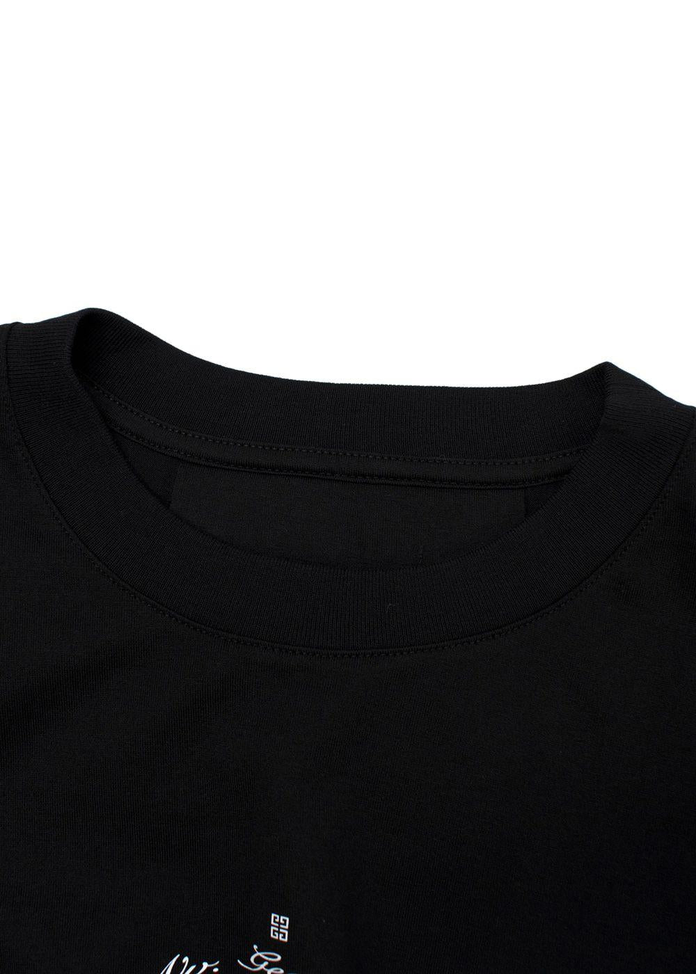 black t-shirt with white front logo