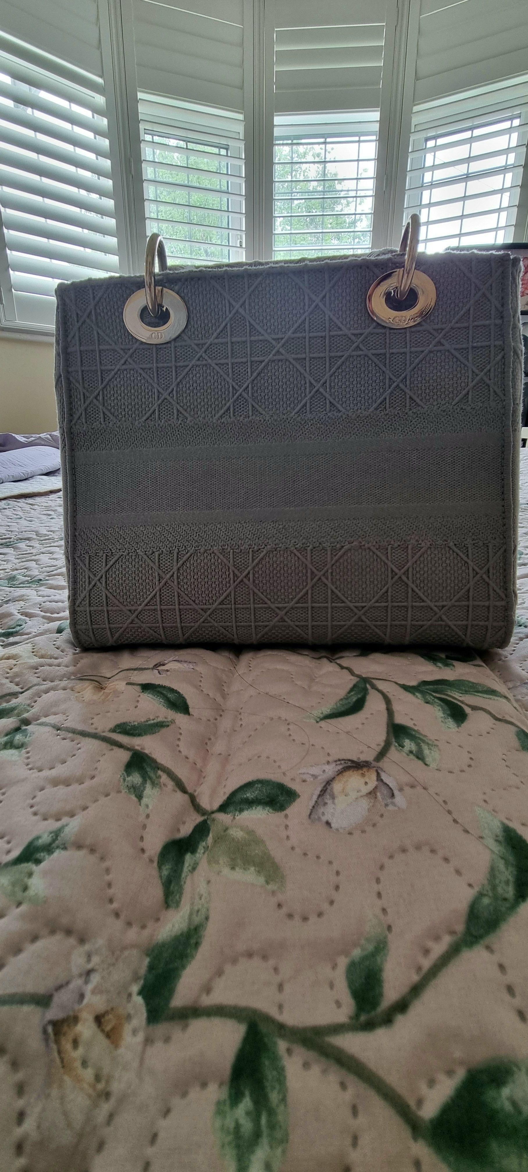 Dior Grey Embroidered Medium Lady D-Lite