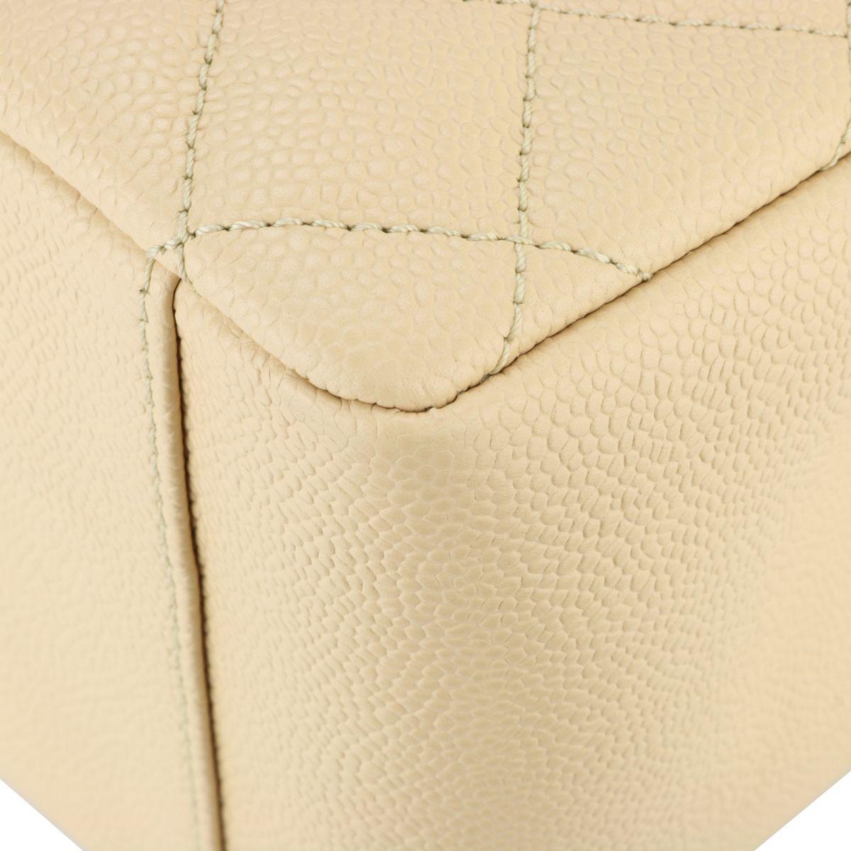 Beige Caviar Grand Shopping Tote (GST) with Silver Hardware