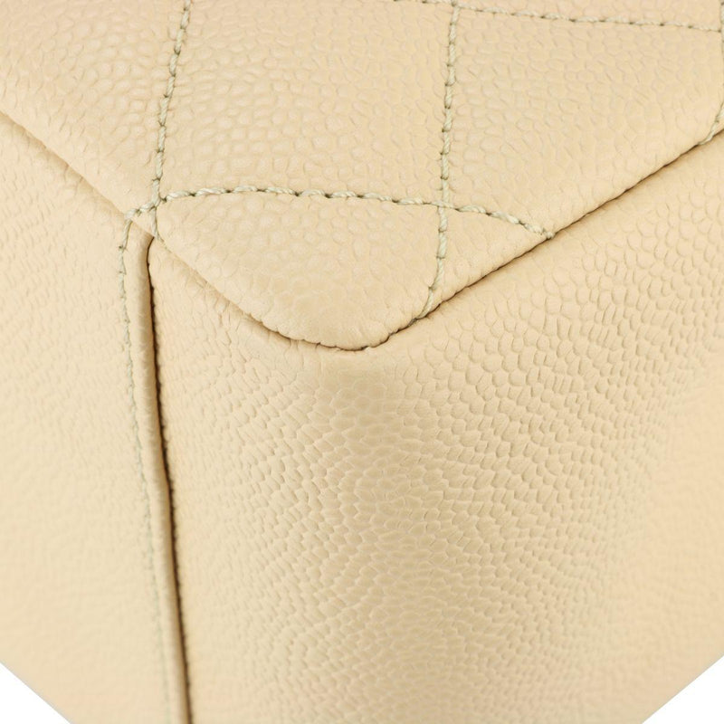 Beige Caviar Grand Shopping Tote (GST) with Silver Hardware