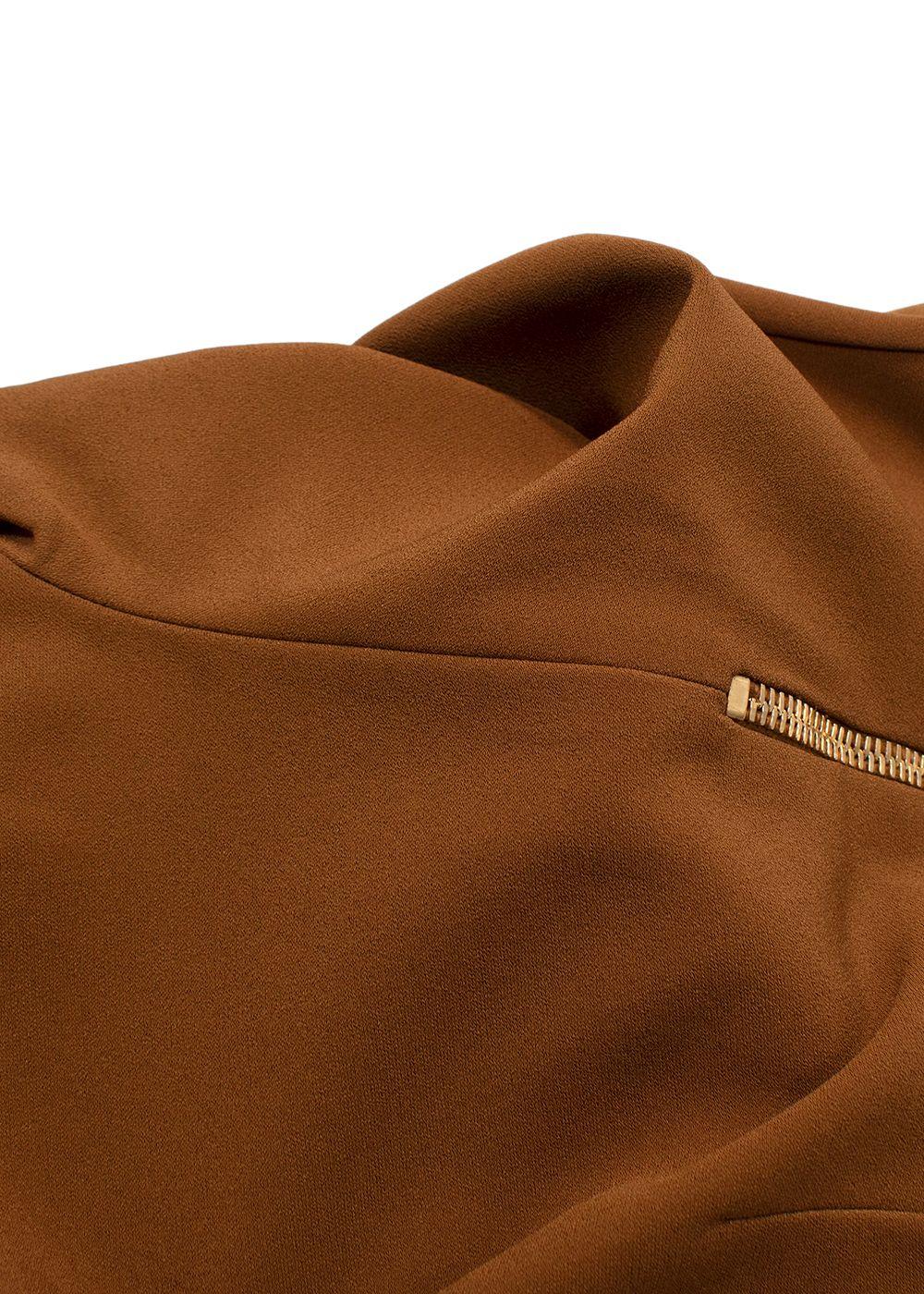 Balmain Tan Satin Skort with Gold Button Detail