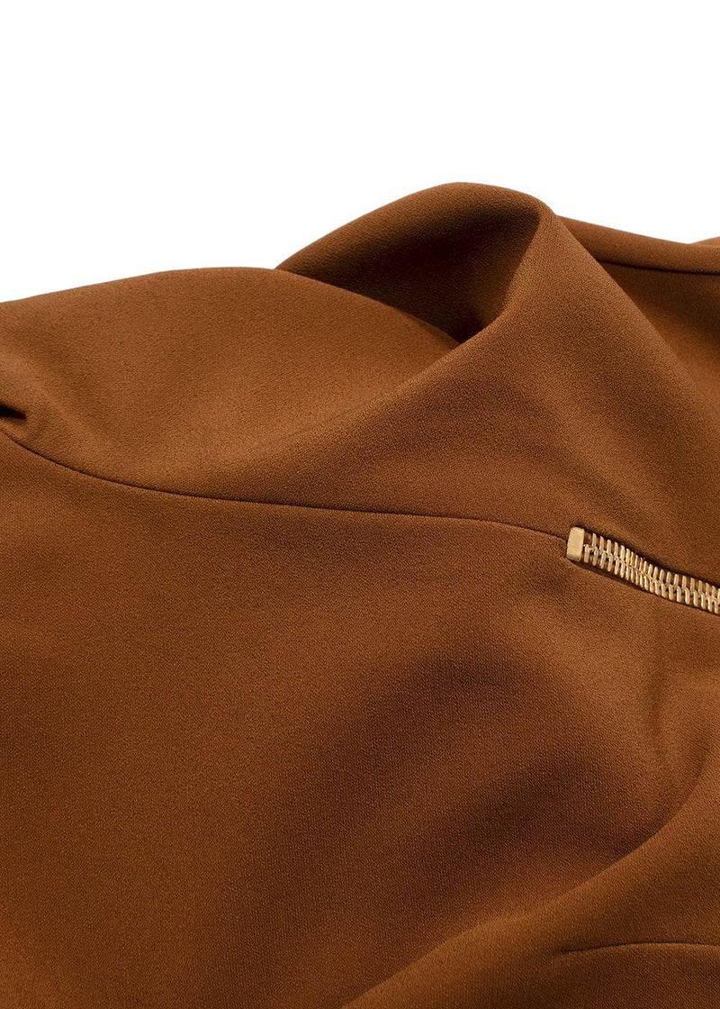 Balmain Tan Satin Skort with Gold Button Detail