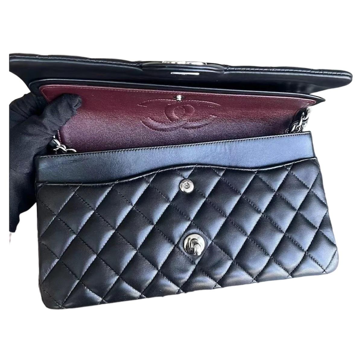 Chanel Black Lambskin Medium Double Flap Bag