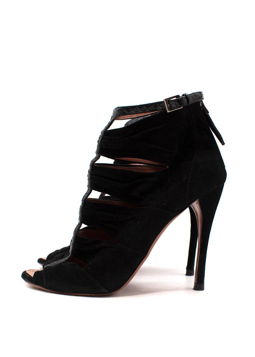 Black suede ruched heeled booties