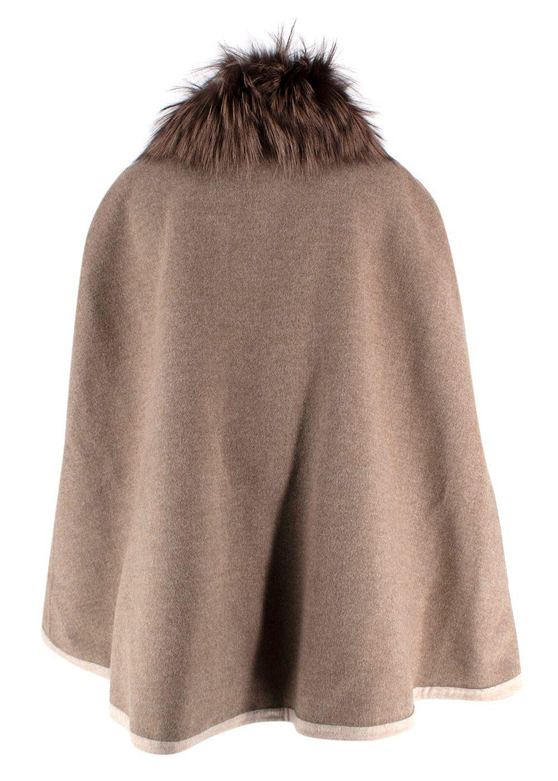 Shaky Loro Piana Wool Cape with Fox Fur Trim