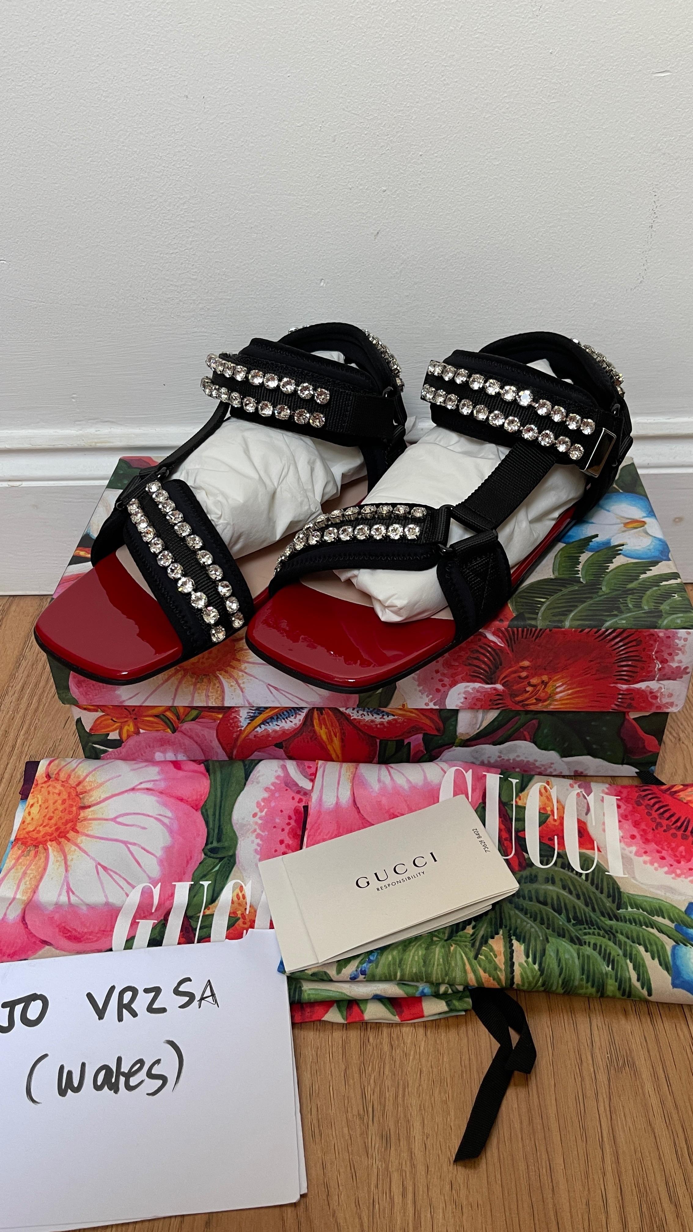 Crystal Embellished Sport Strap Sandals