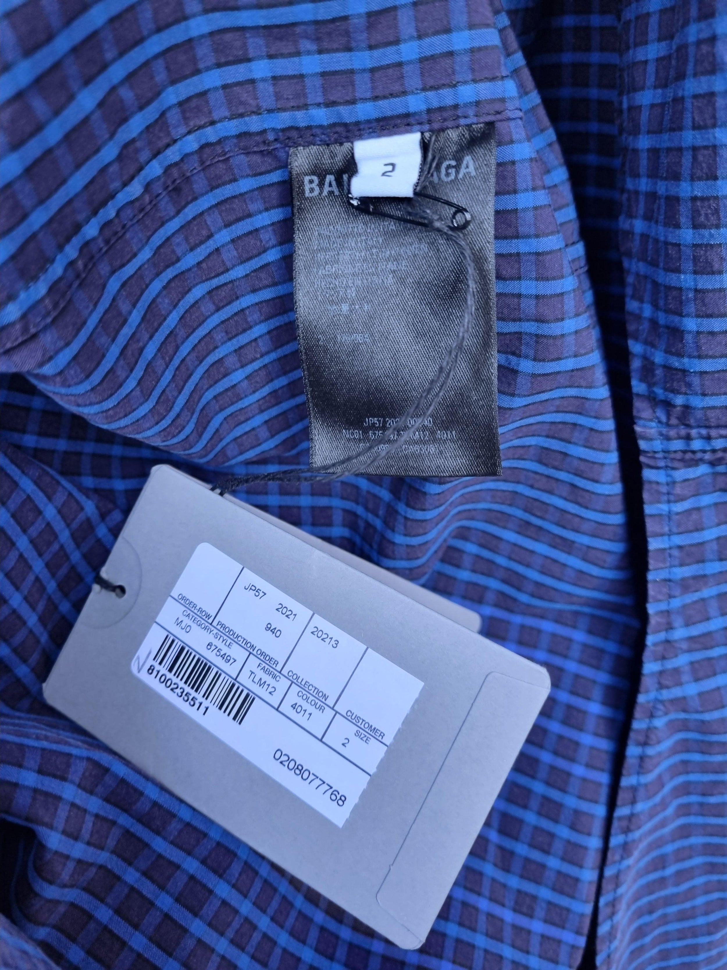 Blue windowpane check cotton oversize shirt