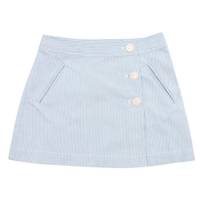 Bonpoint Girls 6Y Blue and White Striped Wrap Skirt