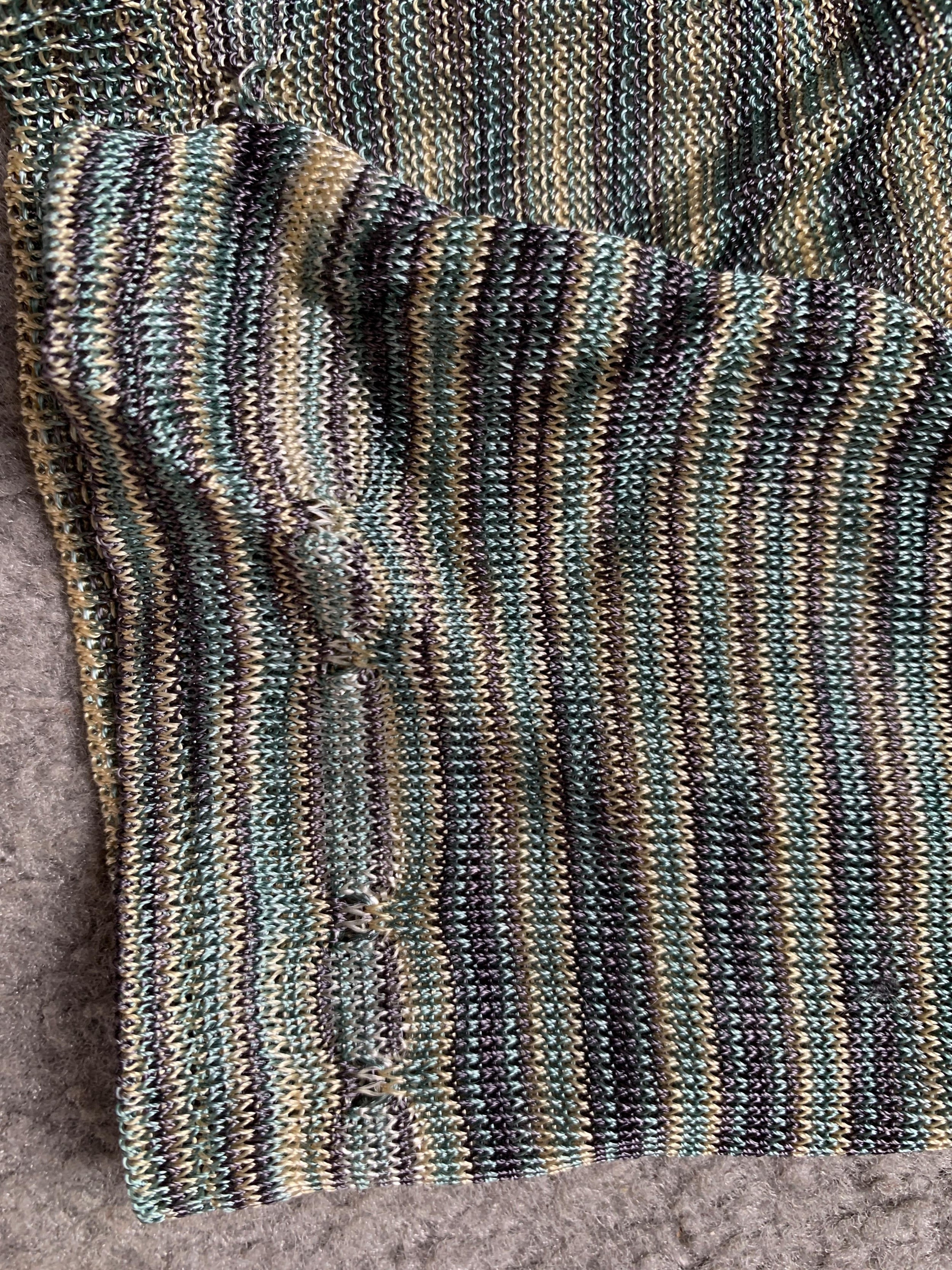 Blue & Green Zig-Zag Knit Scarf