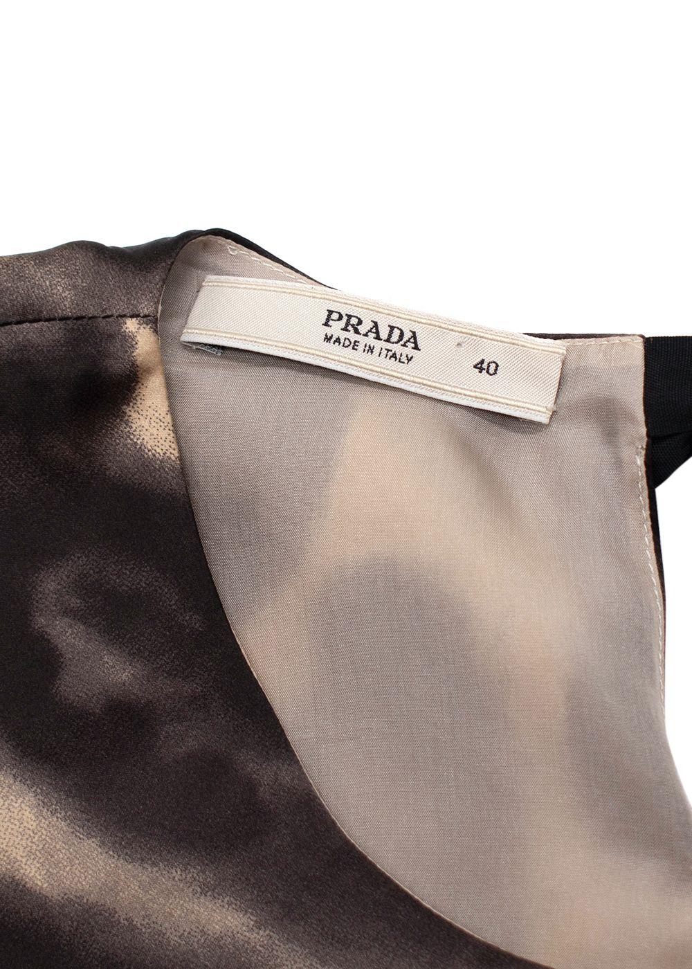 Prada Brown Leopard Print Silk Top