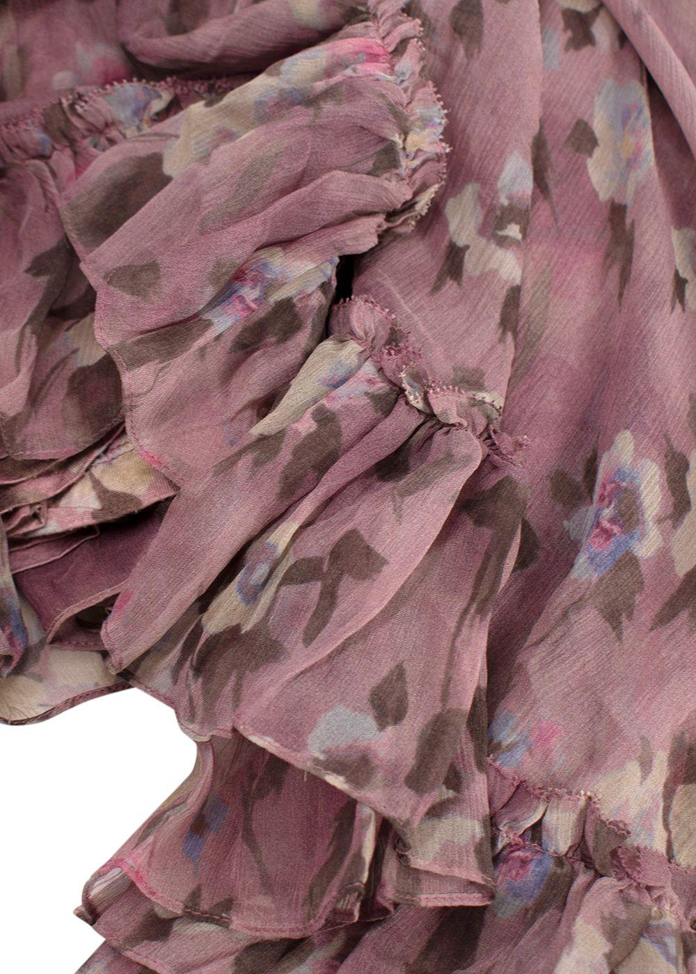 Polo Ralph Lauren Mauve Tulle Floral Midii Dress