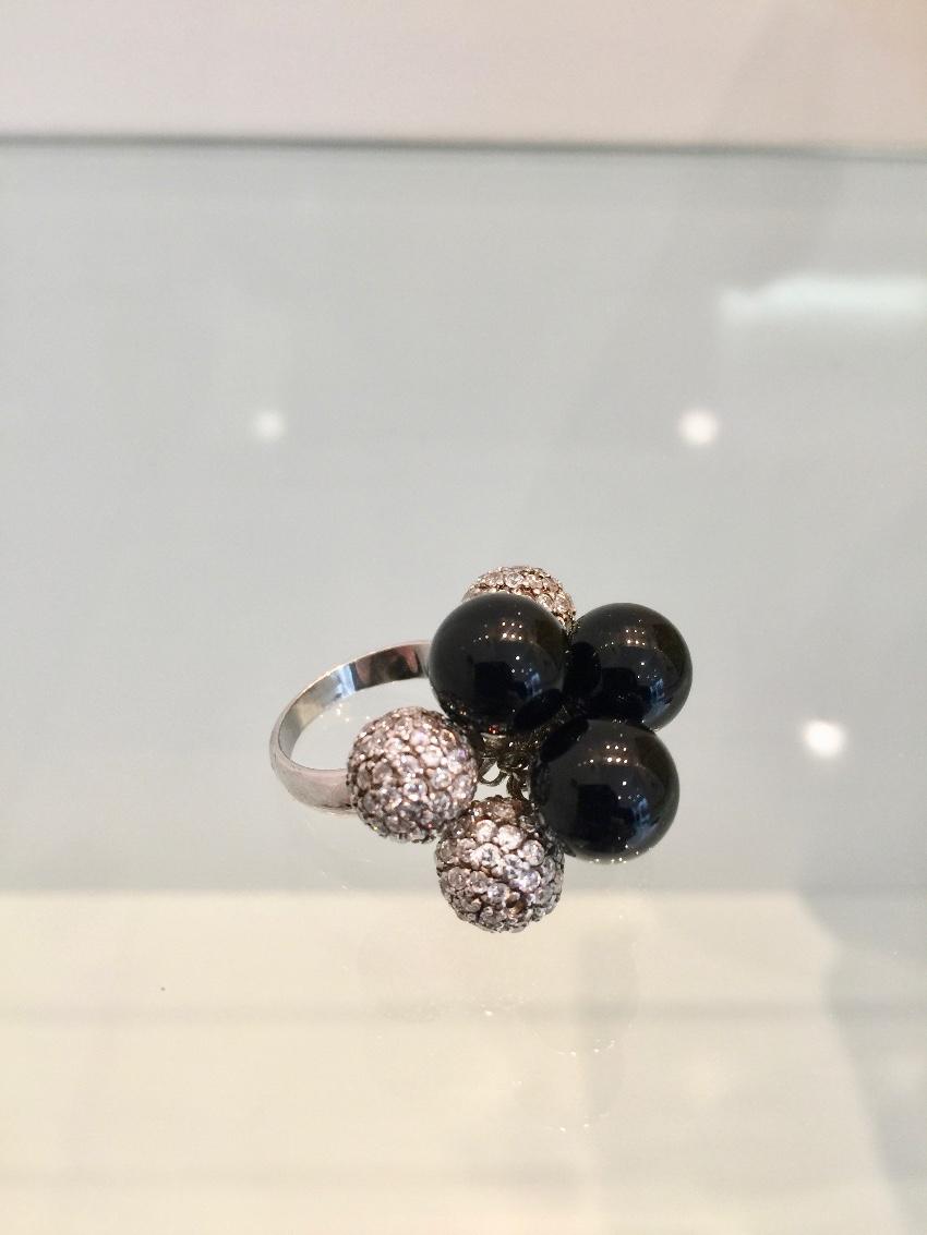 Ambrosia Paris Couture Onyx & Swarovski Crystal Ring
