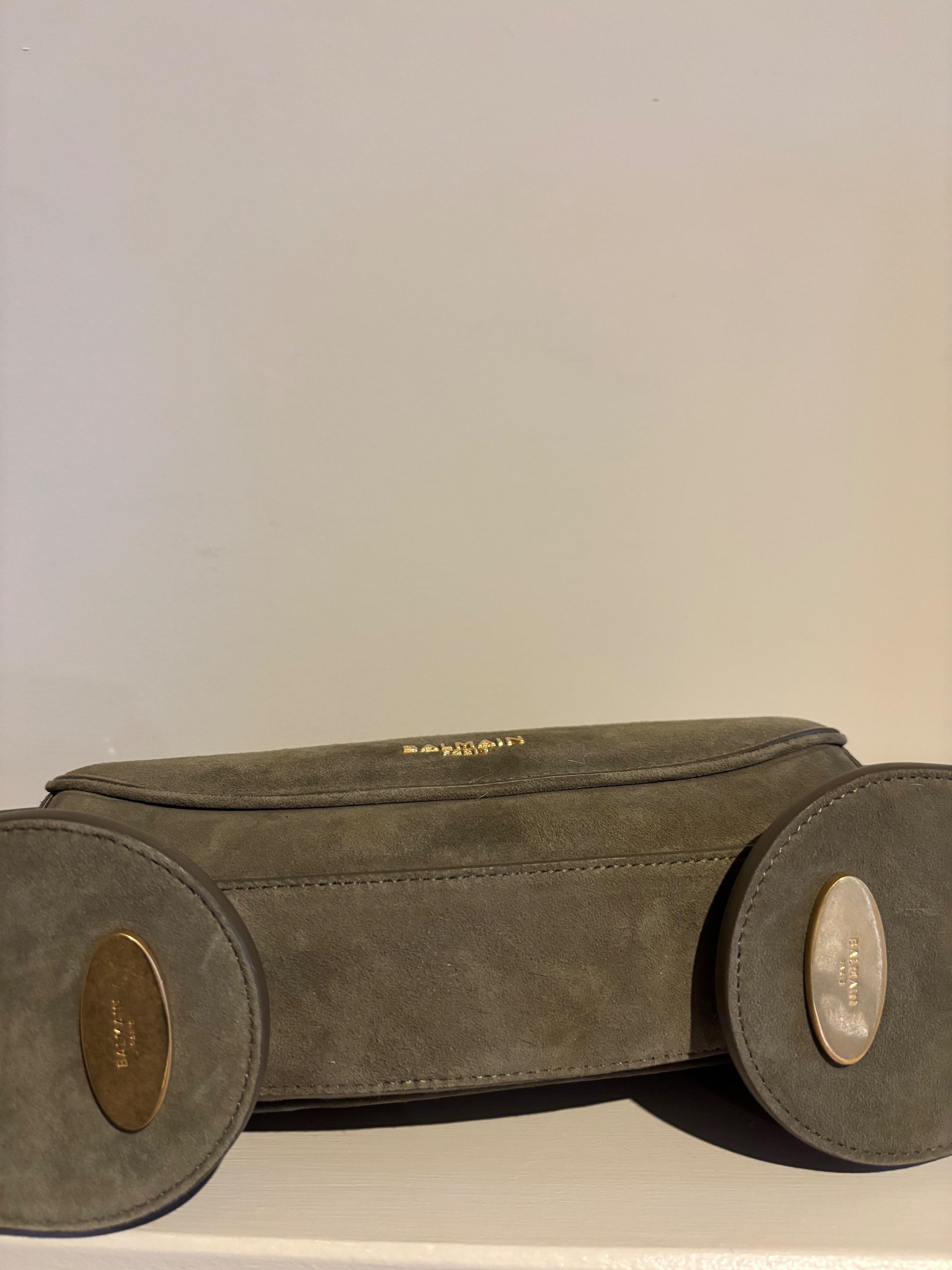 Balmain Khaki Suede Jodie Madame Bag