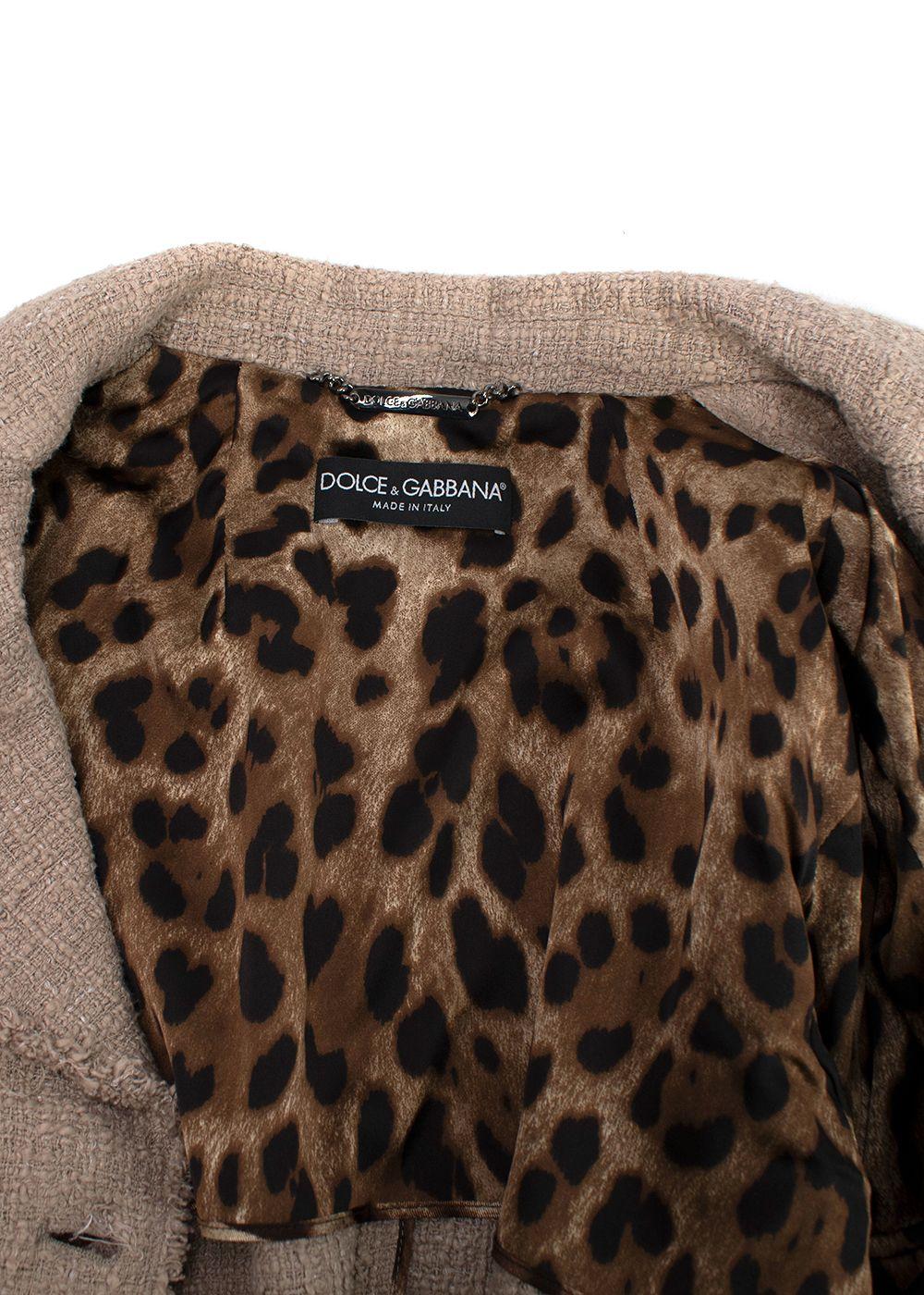Dolce & Gabbana Beige Tweed Double Breasted Jacket