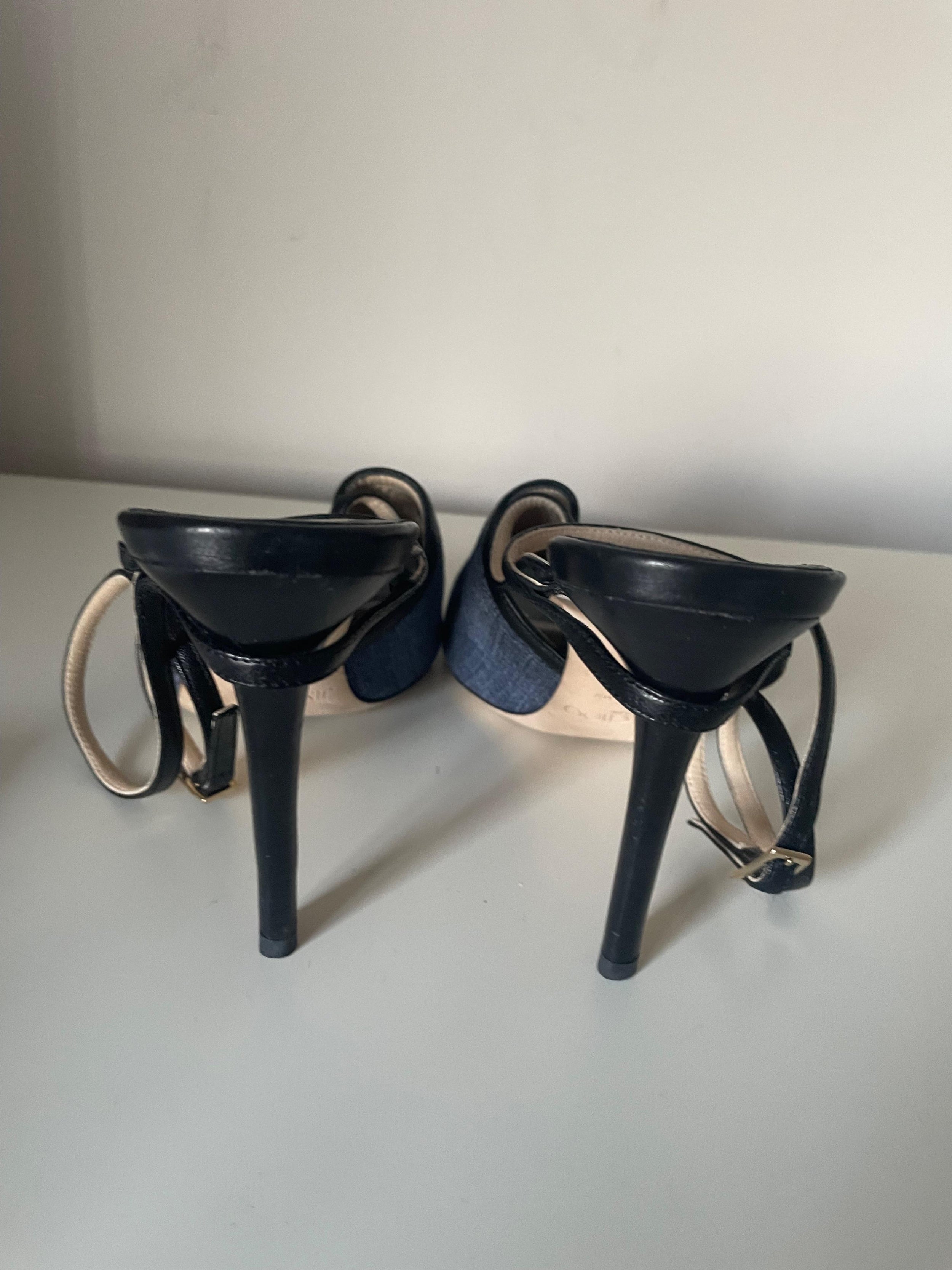 Flora Leather-trimmed Denim Sandals