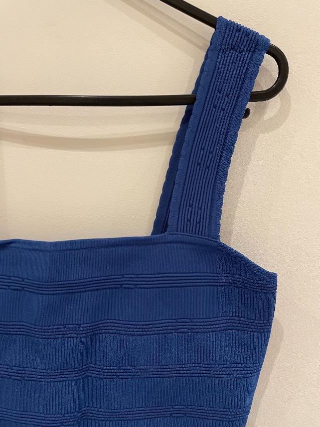 Sando Blue Stretch Fitted Crop Top