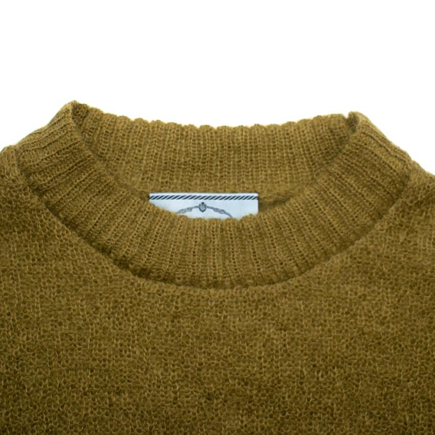 Prada Khaki Semi Sheer Mohair Blend Knit Top