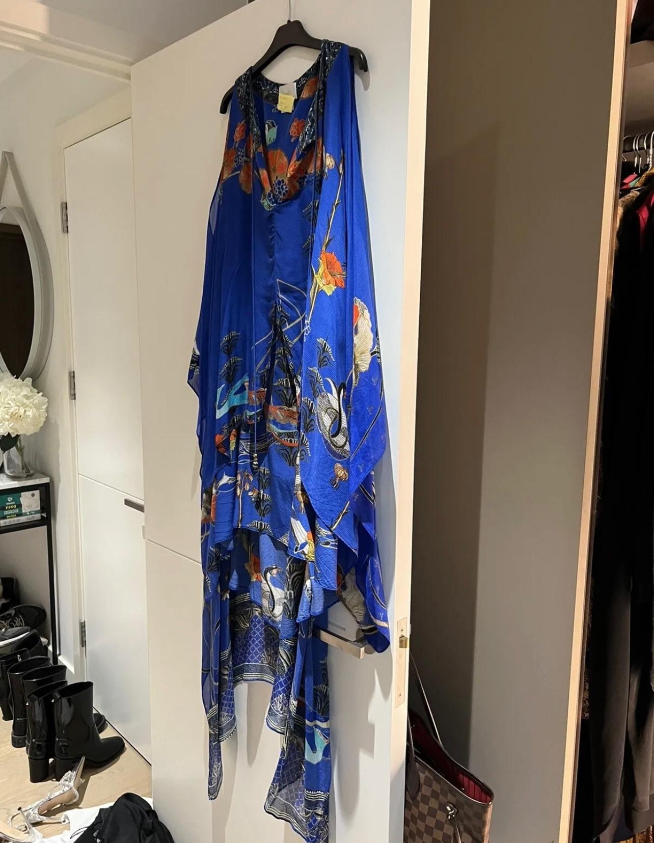Blue Tiger Print Cape Dress