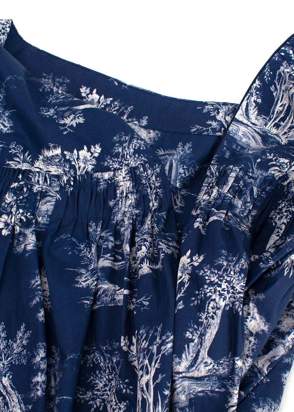 Cara Cara Navy Toile de Jouy Printed Tiered Cotton Skirt