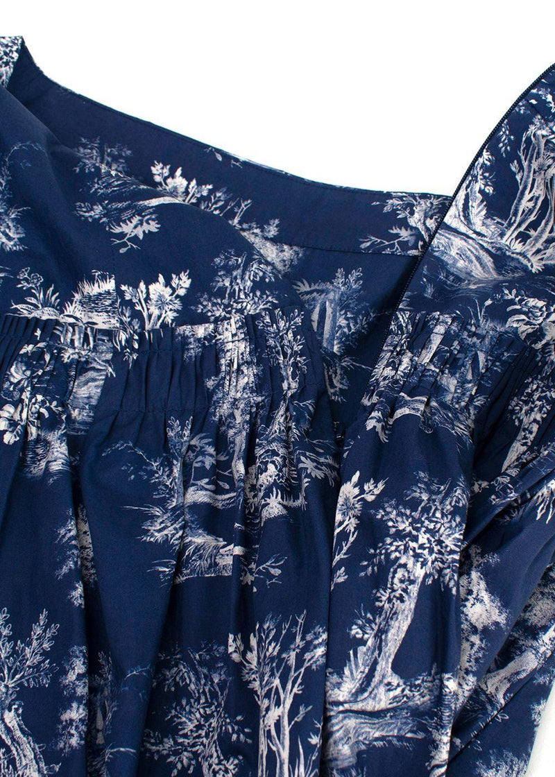 Cara Cara Navy Toile de Jouy Printed Tiered Cotton Skirt