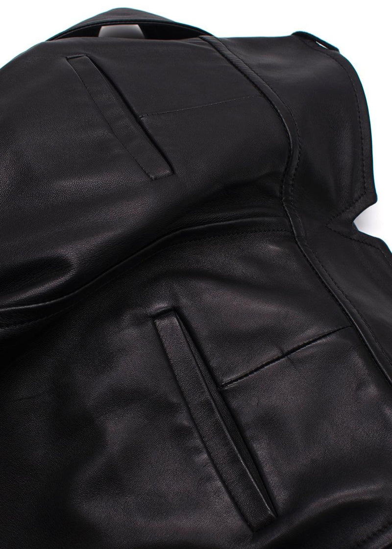 Petar Petrov Black Haena High-Waisted Leather Trousers with Belt Detail