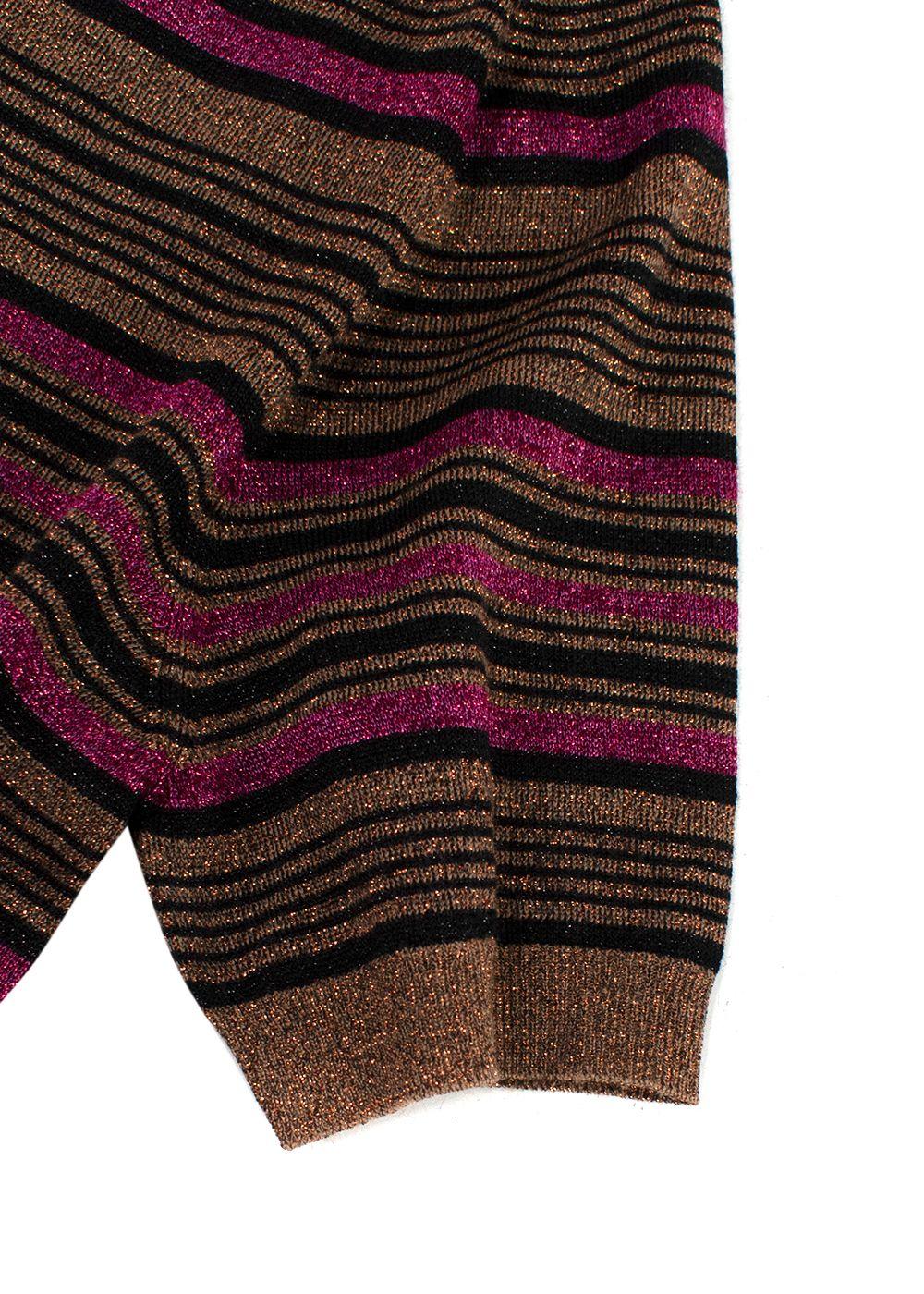 Prada Metallic Striped Short-Sleeve Crewneck Jumper