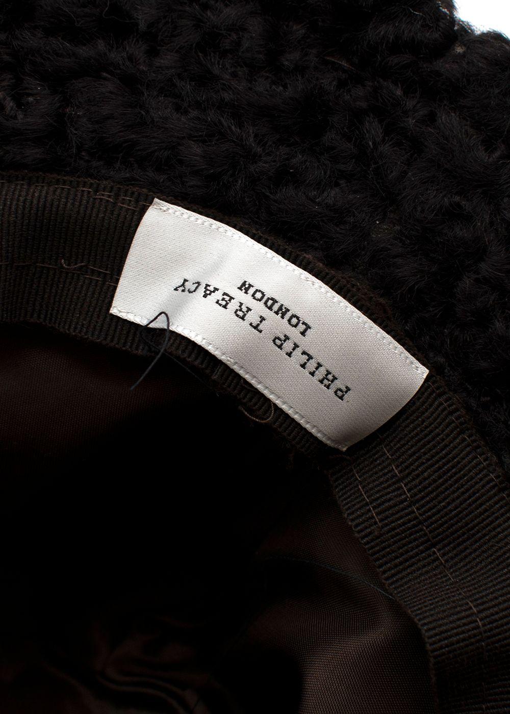Curly Shearling Leather Trimmed Hat