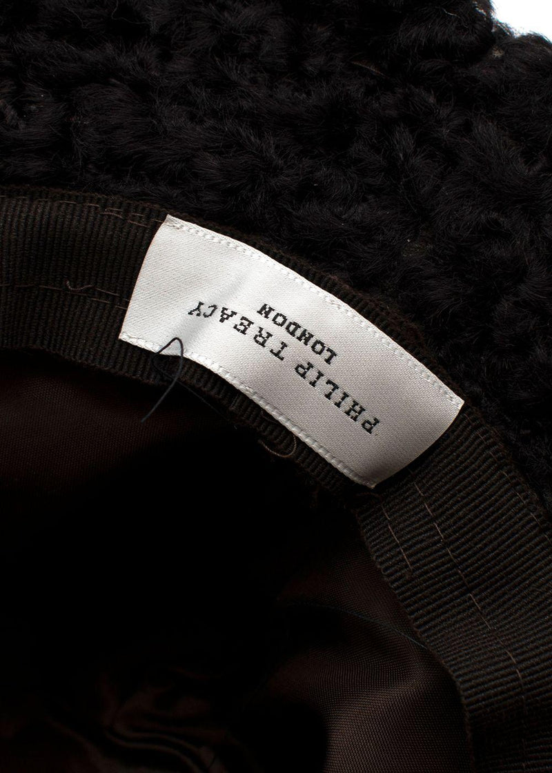 Curly Shearling Leather Trimmed Hat