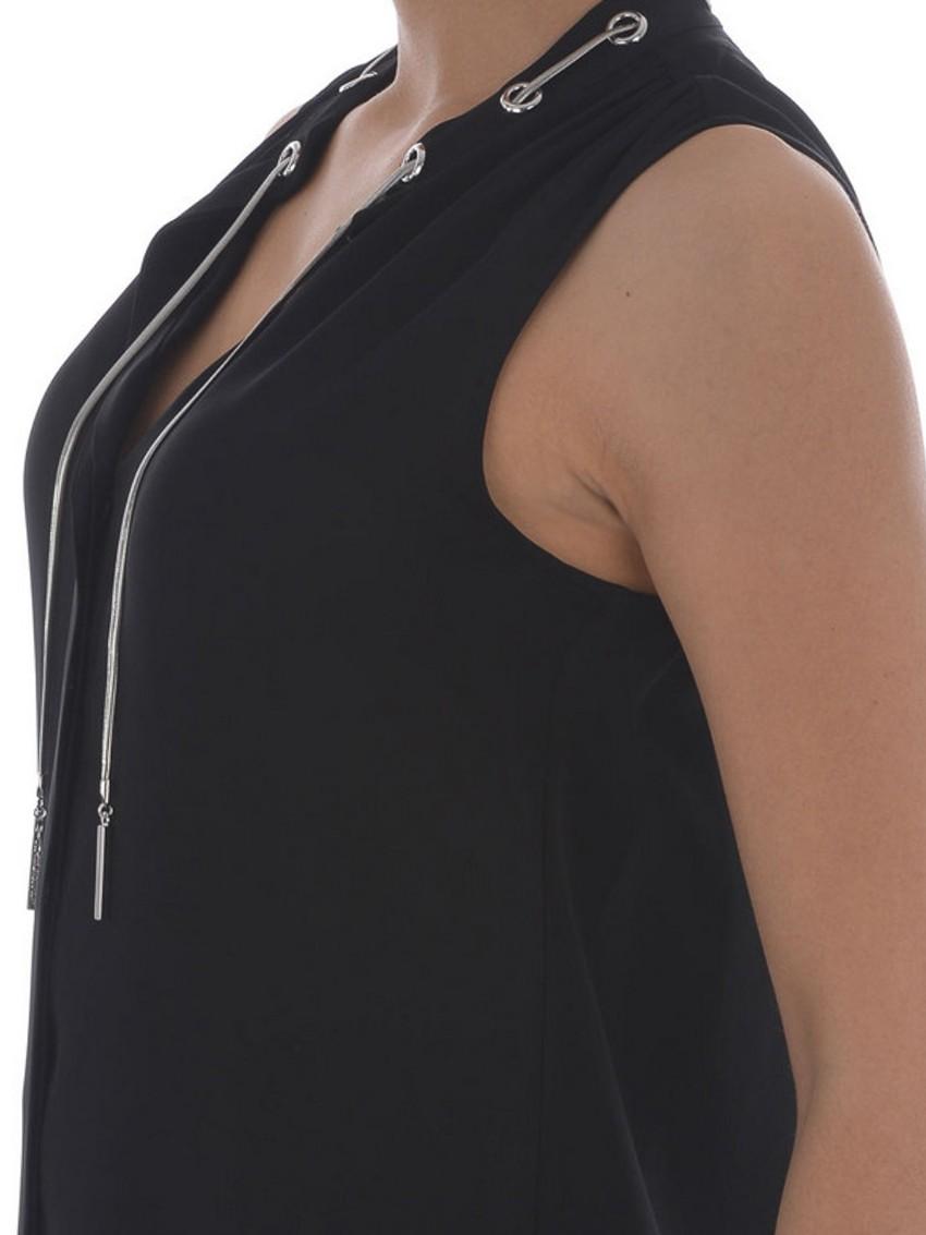 Michael Michael Kors Black Silk Eyelet Top