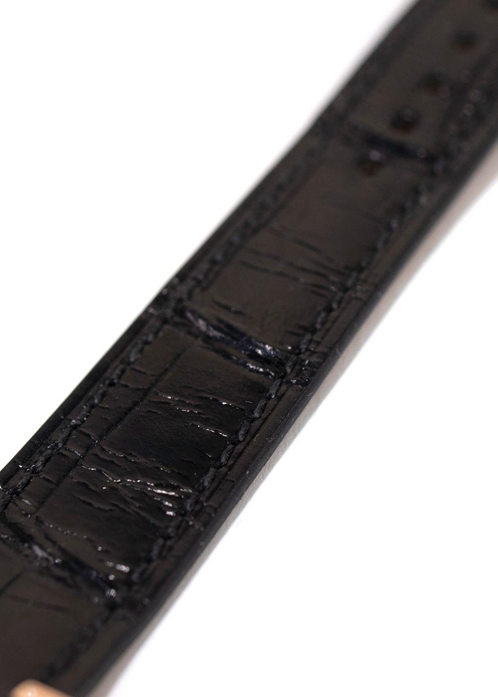 Hermes Black Alligator and Diamond Heure H Watch with Rose Gold Hardware