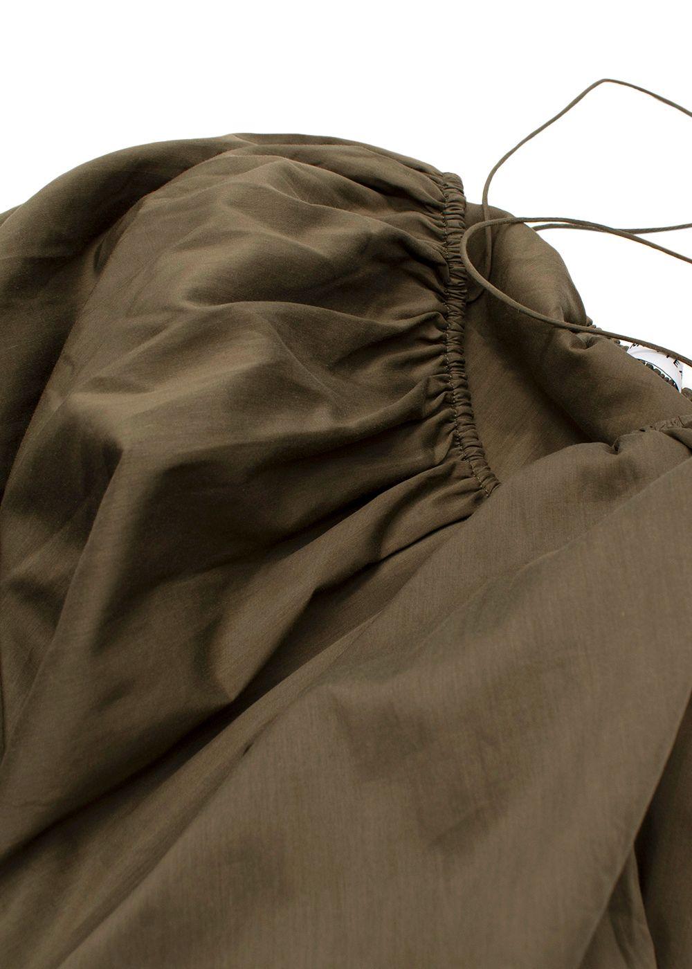 Matteau Army Green Tiered Cotton And Silk Midi Dress