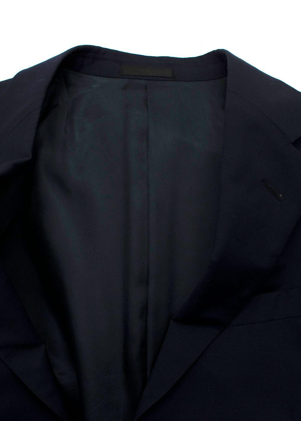 Prada Navy Single Breasted Wool and Mohair Blend Blazer