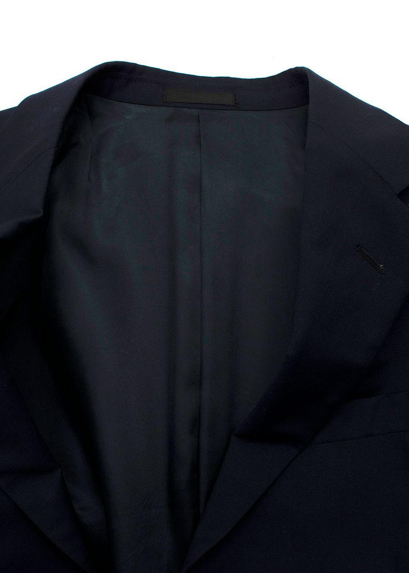 Prada Navy Single Breasted Wool and Mohair Blend Blazer