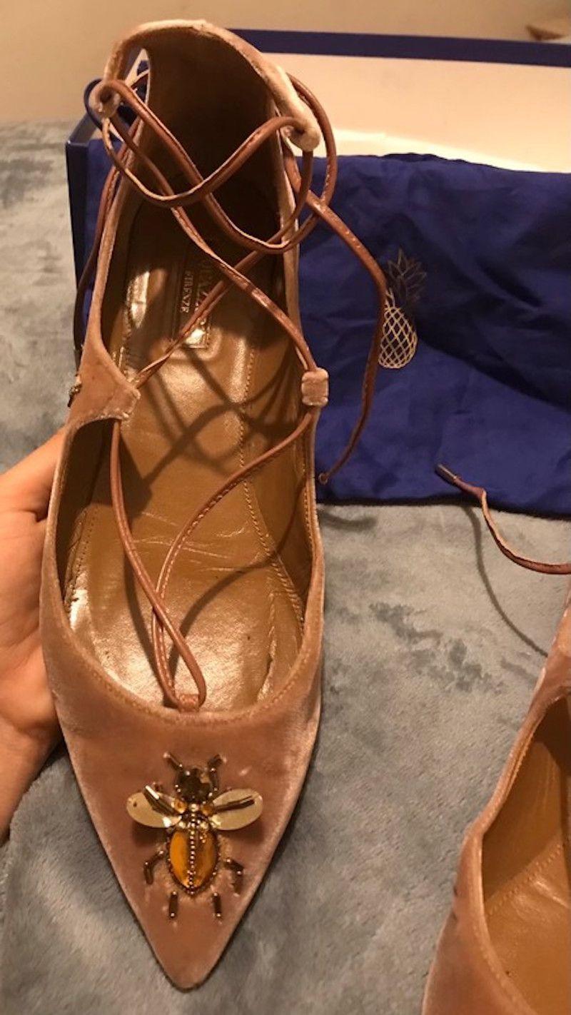 Pink Velvet Embellished Cristy Fauna Flat Pumps