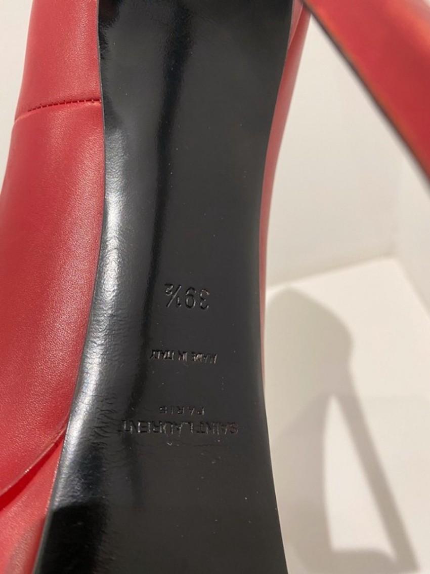 Saint Laurent Red Janis Platform Leather Pumps