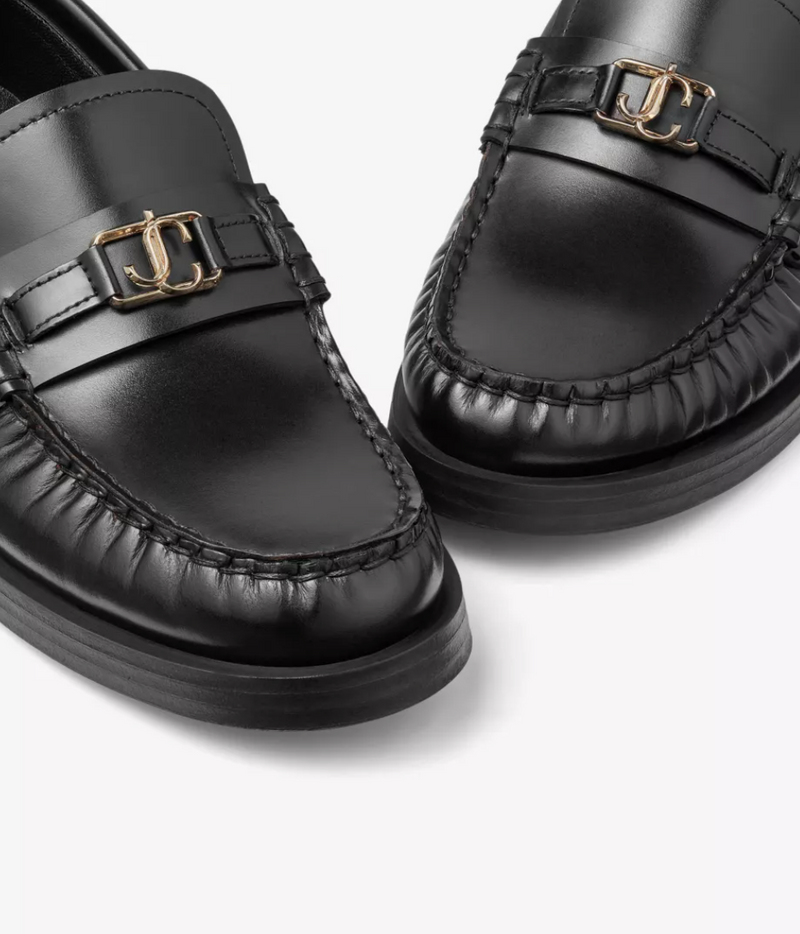 Jimmy Choo Addie Logo-Plaque Leather Loafers