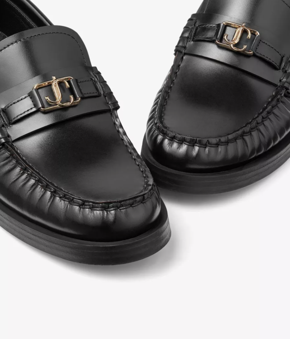 Jimmy Choo Addie Logo-Plaque Leather Loafers