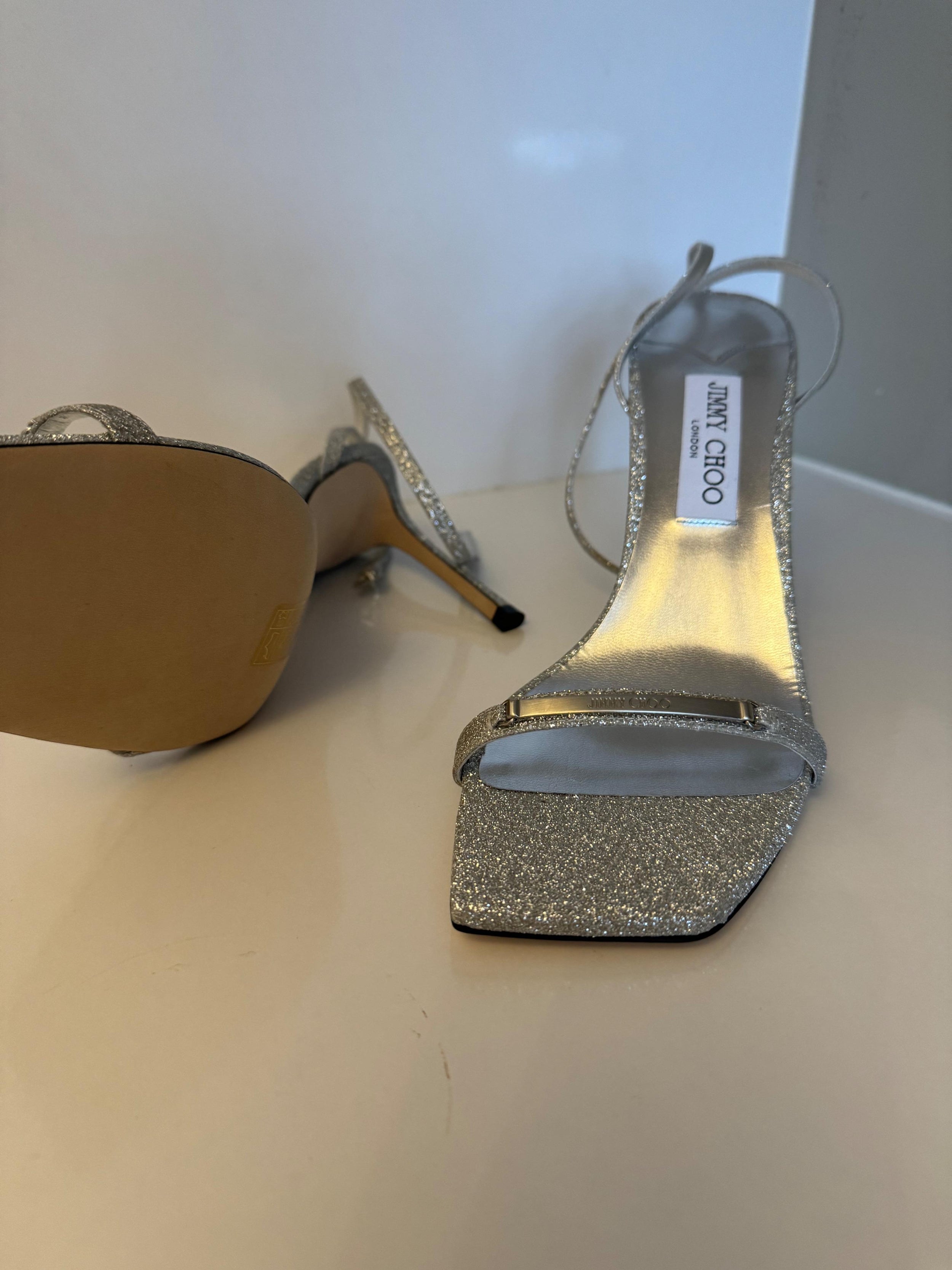 Jimmy Choo Silver Metallic Jaxon Sandals