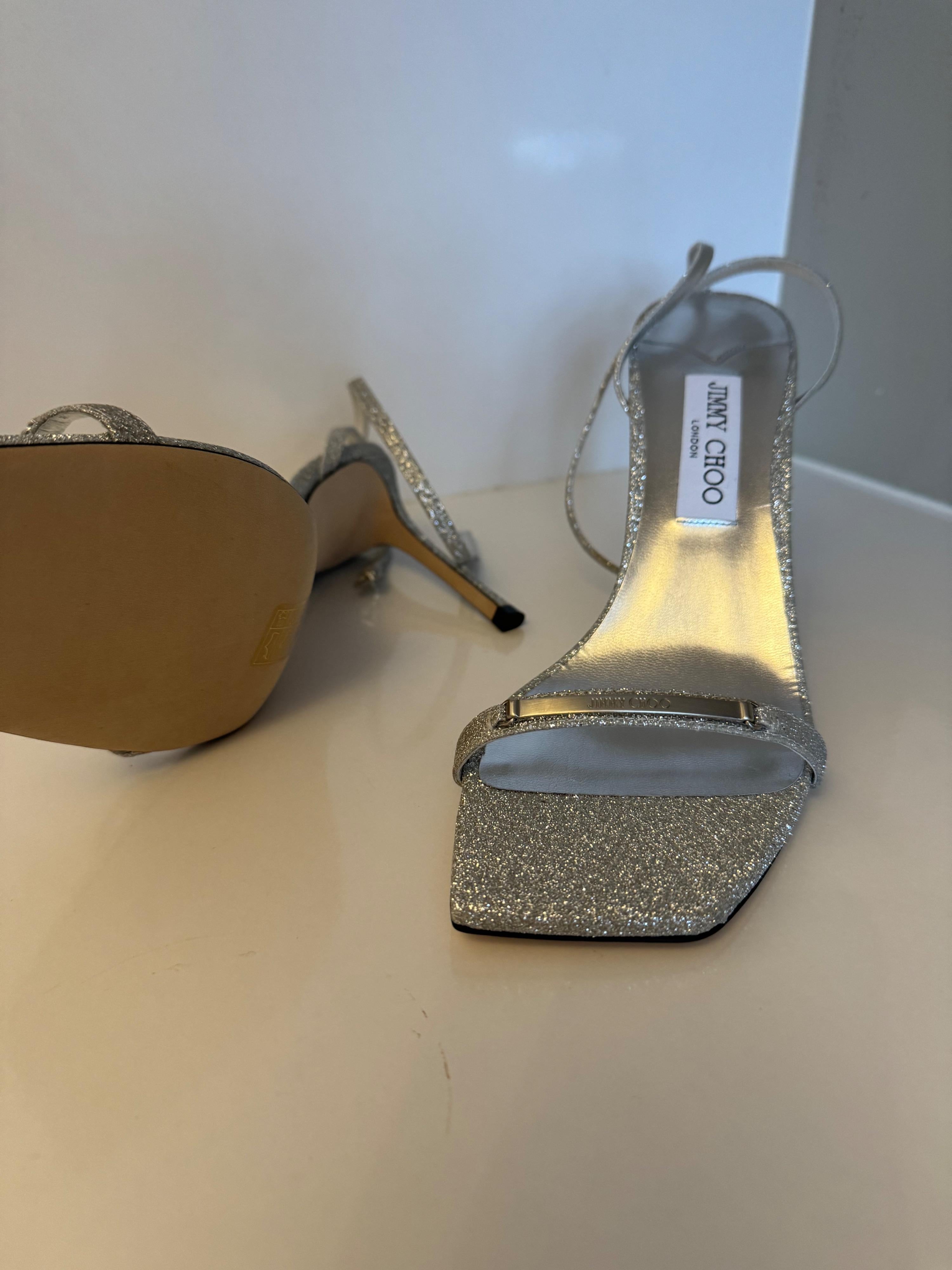 Jimmy Choo Silver Metallic Jaxon Sandals