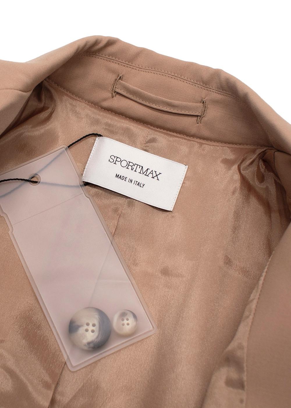 Sportmax Beige Double Breasted Wool Blazer