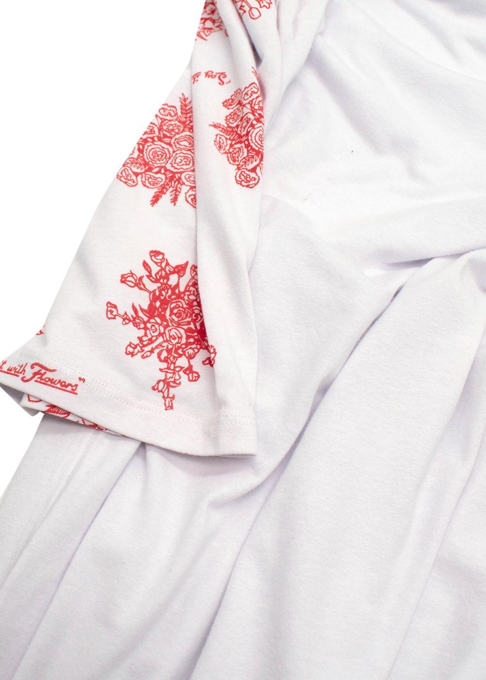 Rosie Assoulin White Floral Detail Long Sleeve T-Shirt Dress