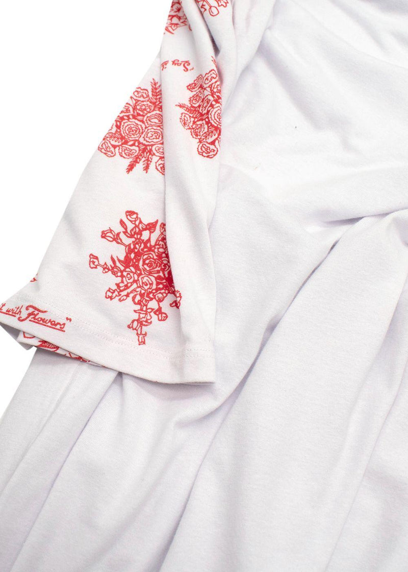 Rosie Assoulin White Floral Detail Long Sleeve T-Shirt Dress