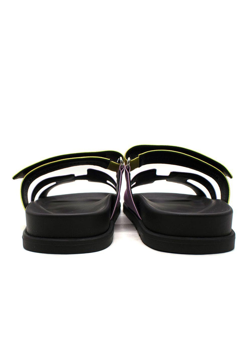 Hermes Chypre Sandals in Violet Petale and Vert Lime