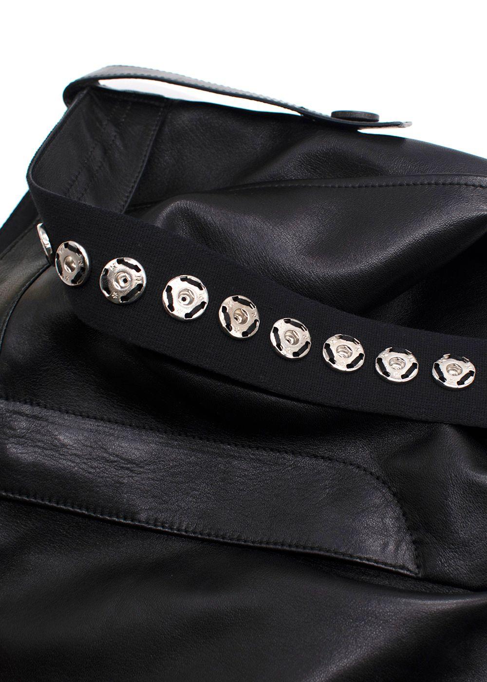Louis Vuitton Black Kick Flare Leather Trousers with Stud Detail