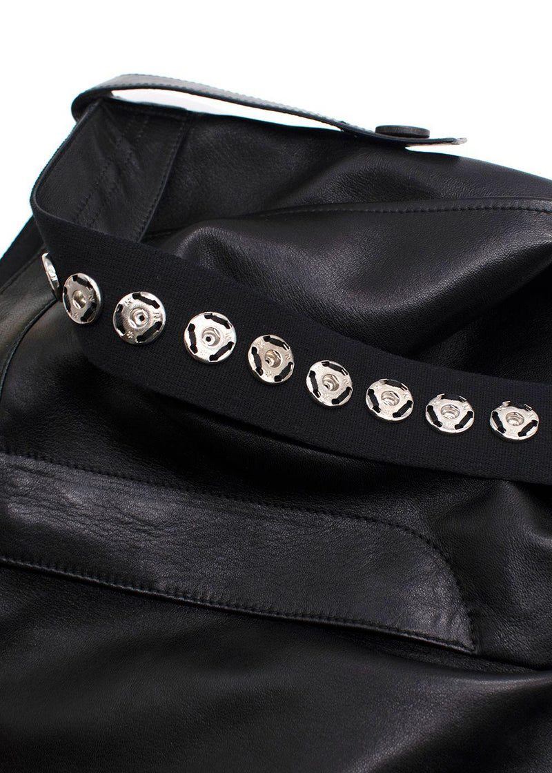 Louis Vuitton Black Kick Flare Leather Trousers with Stud Detail