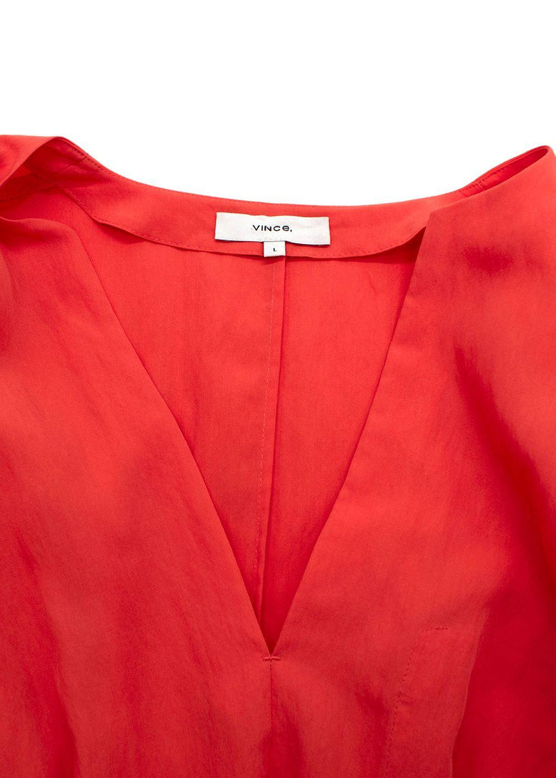 Vince Orange Belted Midi Dress