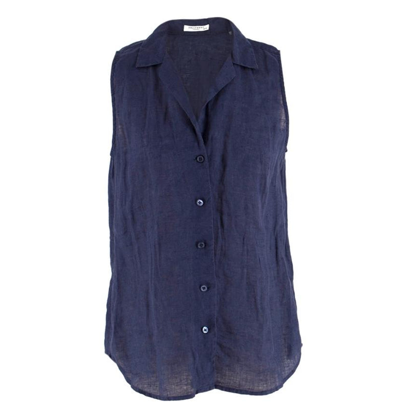 Equipment Navy Linen Sleeveless Shirt