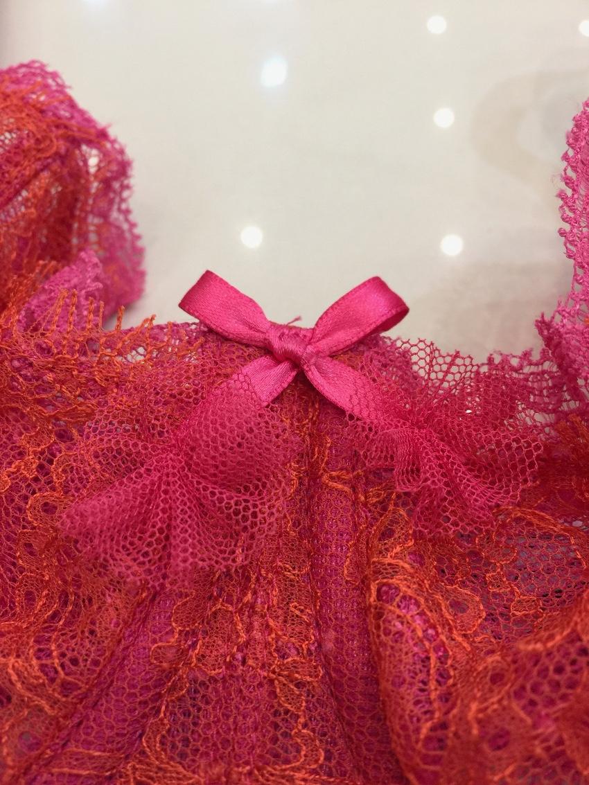 Chantal Thomass Fuchsia Pink & Orange Calais Leavers Lace Half Cup Bra